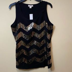 Black with Gold Chevron Embellishment top